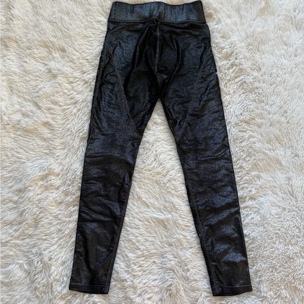 Carbon38 Black Shimmer Moto Leggings - Picture 5 of 16